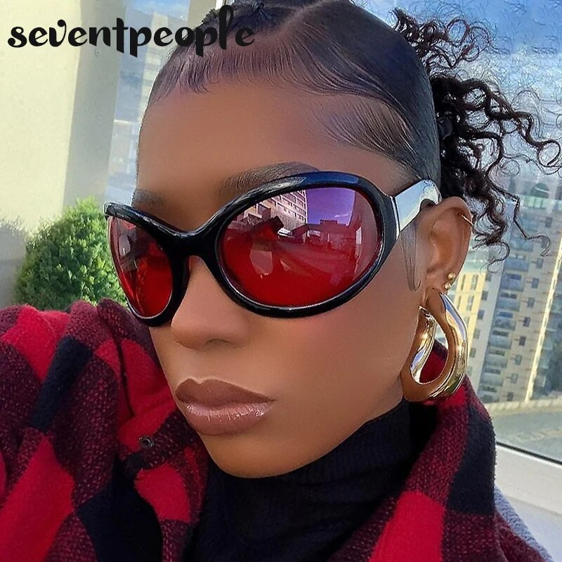 Prevelike ovalne sunčane naočale Ženski proizvodi u trendu 2023. Modne nepravilne sunčane naočale za muškarce Y2K Vintage Gothic Shades Goggles