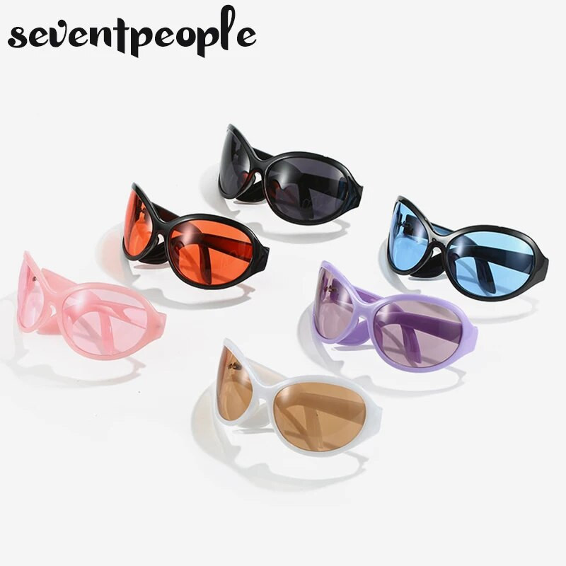 Prevelike ovalne sunčane naočale Ženski proizvodi u trendu 2023. Modne nepravilne sunčane naočale za muškarce Y2K Vintage Gothic Shades Goggles