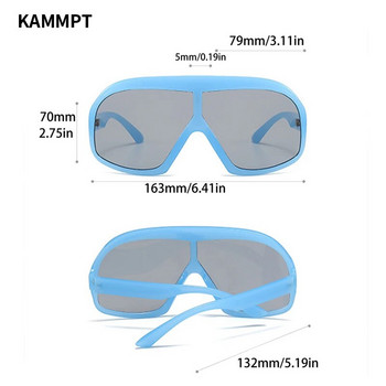 KAMMPT Извънгабаритни моноблокови слънчеви очила 2023 г. Нови бонбонени очила за открито Стилни модерни UV400 защита Дамски сенки
