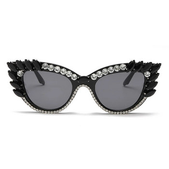 2024 модни нови очила с голяма рамка котешко око Модни дамски слънчеви очила с инкрустирани диаманти водни диамантени слънцезащитни очила
