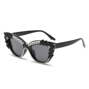 2024 модни нови очила с голяма рамка котешко око Модни дамски слънчеви очила с инкрустирани диаманти водни диамантени слънцезащитни очила