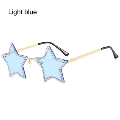 Moodsad Retro Pentagram Y2K päikeseprillid naistele Bling Rhinestone Tähekujulised päikeseprillid Varjud Tantsu/peo/Halloweeni prillid