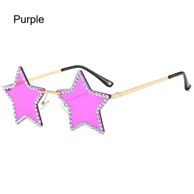 Moodsad Retro Pentagram Y2K päikeseprillid naistele Bling Rhinestone Tähekujulised päikeseprillid Varjud Tantsu/peo/Halloweeni prillid