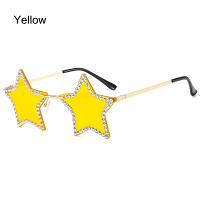 Moodsad Retro Pentagram Y2K päikeseprillid naistele Bling Rhinestone Tähekujulised päikeseprillid Varjud Tantsu/peo/Halloweeni prillid