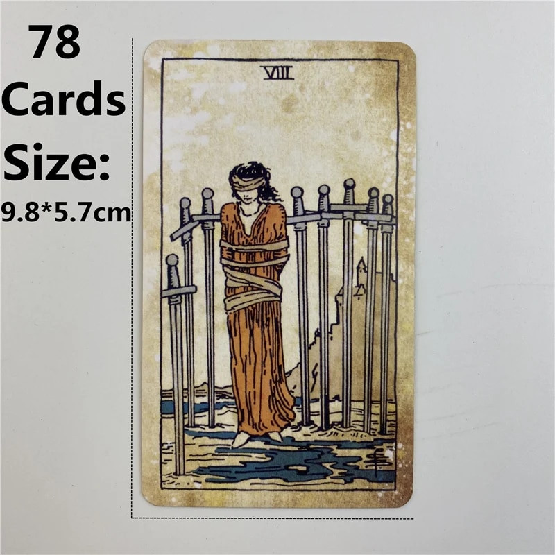 Cutie de metal Aurit Tarot Cărți de epocă Deck Divinație Cu Ghid de hârtie Versiune în engleză Jocuri de societate clasice