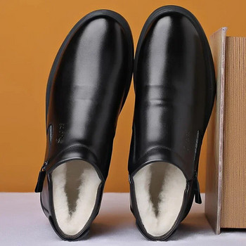 2022 Ανδρικές χειμερινές φθινοπωρινές γνήσιες δερμάτινες μπότες με γούνα Ανδρικές χειμερινές μπότες αστραγάλου μόδας Business Casual Man Μπότες για χιόνι Παπούτσια εργασίας