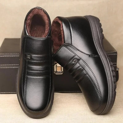 2022 m. žieminiai rudeniniai vyriški natūralios odos batai su kailiu Žieminiai vyriški madingi kulkšnies batai verslo laisvalaikio vyriški sniego batai darbiniai batai