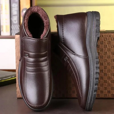 2022 m. žieminiai rudeniniai vyriški natūralios odos batai su kailiu Žieminiai vyriški madingi kulkšnies batai verslo laisvalaikio vyriški sniego batai darbiniai batai