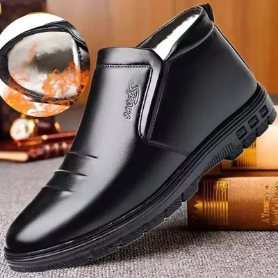 2022 m. žieminiai rudeniniai vyriški natūralios odos batai su kailiu Žieminiai vyriški madingi kulkšnies batai verslo laisvalaikio vyriški sniego batai darbiniai batai