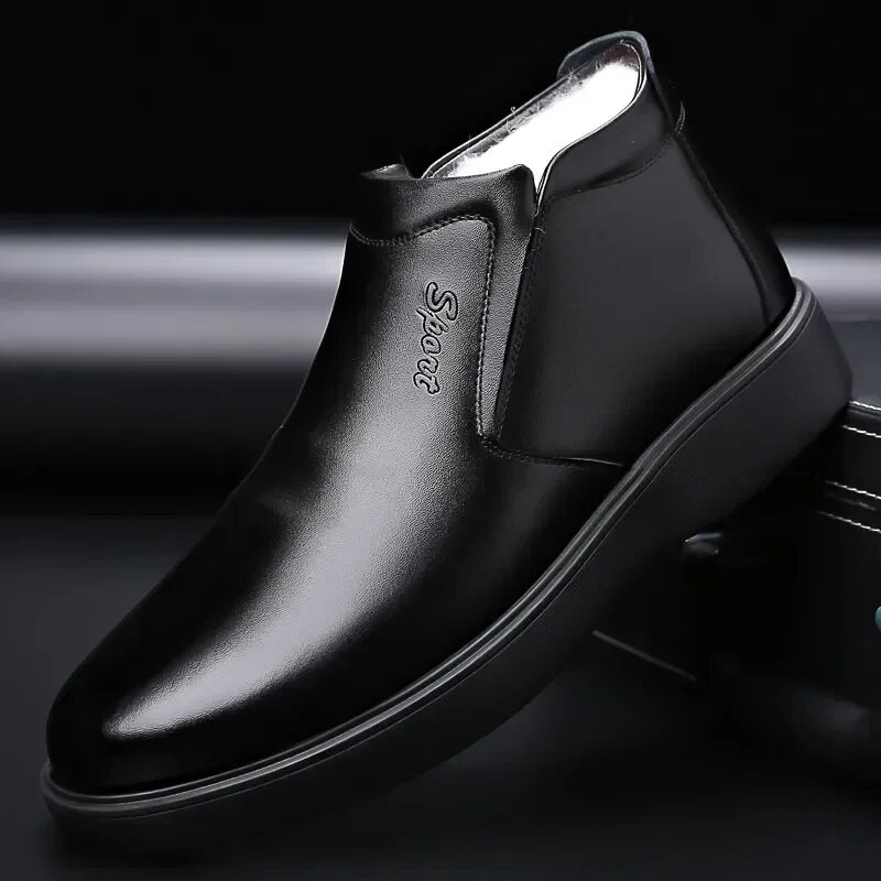 2022 m. žieminiai rudeniniai vyriški natūralios odos batai su kailiu Žieminiai vyriški madingi kulkšnies batai verslo laisvalaikio vyriški sniego batai darbiniai batai