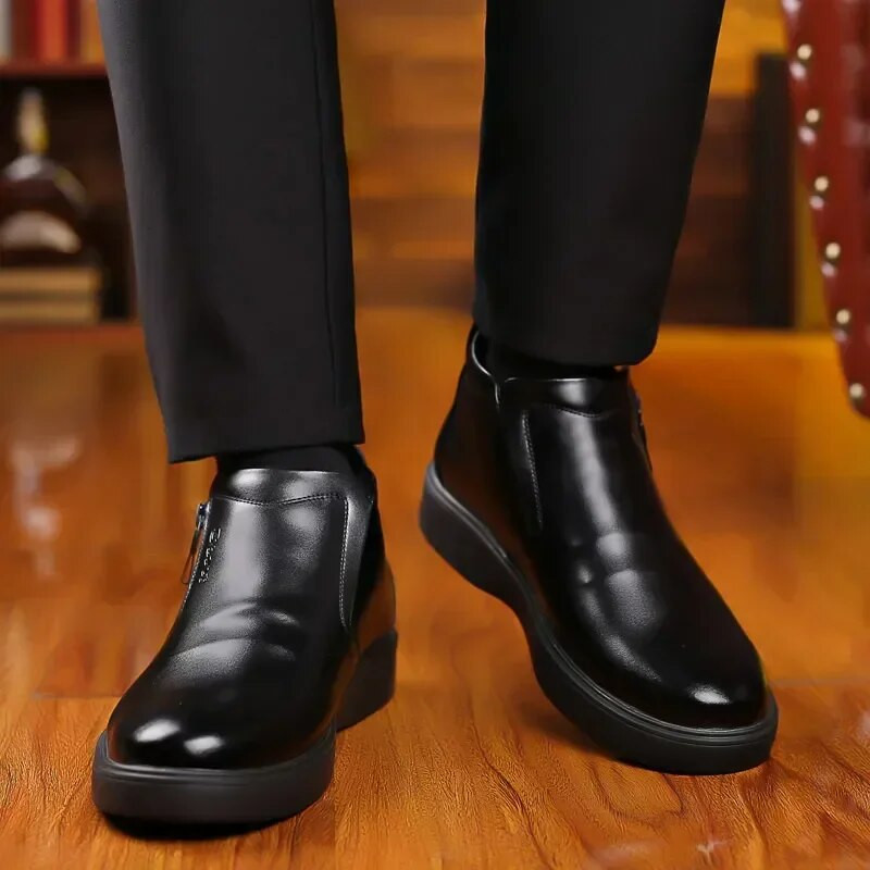 2022 m. žieminiai rudeniniai vyriški natūralios odos batai su kailiu Žieminiai vyriški madingi kulkšnies batai verslo laisvalaikio vyriški sniego batai darbiniai batai