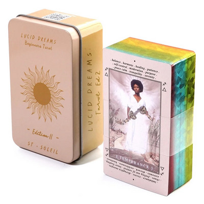 Carte de tarot de vis lucid în cutie de tablă metalică Joc de petrecere a familiei, divinație a destinului, joc de cărți de tarot Oracle, pentru femei, fete, cărți de tarot