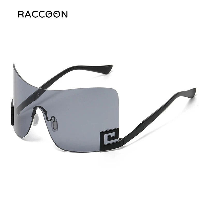 One Piece Shield Rimless Wrap γύρω από γυαλιά ηλίου Γυναικεία Vintage μόδας Υπερμεγέθη Ανδρικά γυαλιά ηλίου Trend Αποχρώσεις σχεδιασμού πολυτελείας επωνυμίας