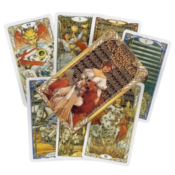 Golden Art Nouveau Cards Tarot A 78 Deck Oracle English Visions Divination Edition Borad Παίζοντας Παιχνίδια