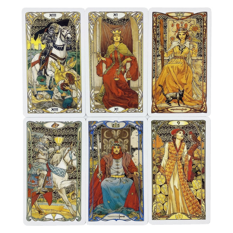 Zlatne Art Nouveau Tarot karte A 78 špila Oracle English Visions Divination Edition Borad Igranje igara