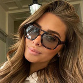 Retro četvrtaste sunčane naočale Žene Muškarci 2023. Novi trendovi Dvostruki snop Žute velike sunčane naočale Ženske prevelike nijanse UV400