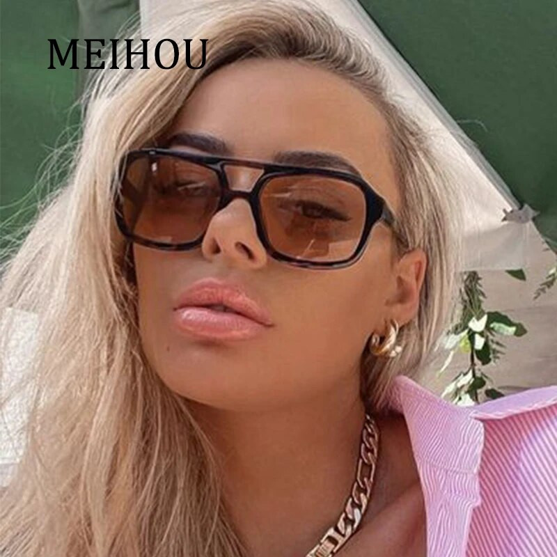 Retro četvrtaste sunčane naočale Žene Muškarci 2023. Novi trendovi Dvostruki snop Žute velike sunčane naočale Ženske prevelike nijanse UV400