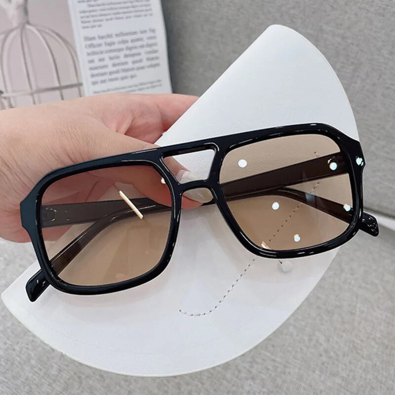 Retro četvrtaste sunčane naočale Žene Muškarci 2023. Novi trendovi Dvostruki snop Žute velike sunčane naočale Ženske prevelike nijanse UV400