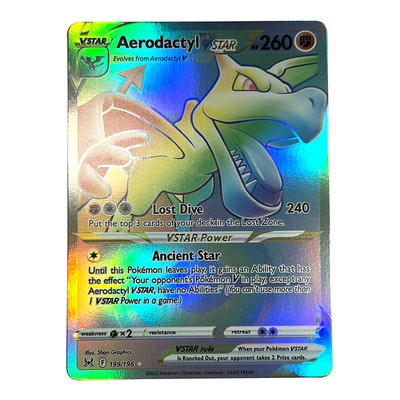 Cutie holografică de cărți Pokemon engleză Charizard Vmax GX Aerodactyl Vstar Pikachu Hobby-uri Colecție rară Cărți de luptă Jucării Cadouri