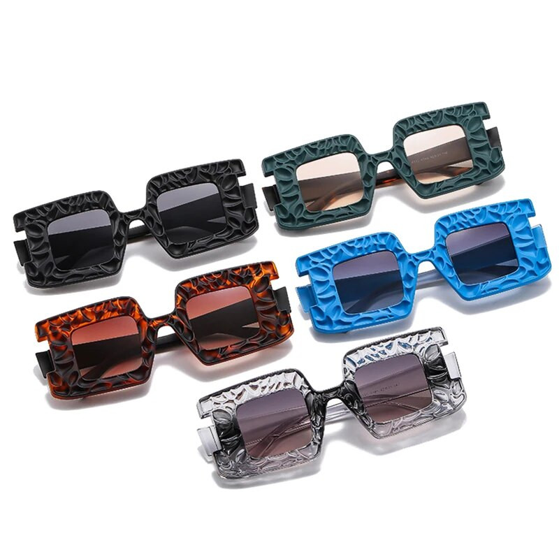 SO&EI Fashion ainulaadsed kahevärvilised ruudukujulised naiste päikeseprillid UV400 retro trendid gradientsed meeste šampanjast päikeseprillid