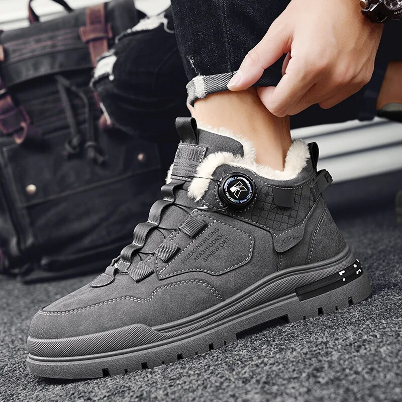 Žieminiai vyriški batai su kailiu Patogūs darbo batai Šilti vyriški odiniai rankų darbo, vandeniui atsparūs batai, neslystantys aukštakulniai batai