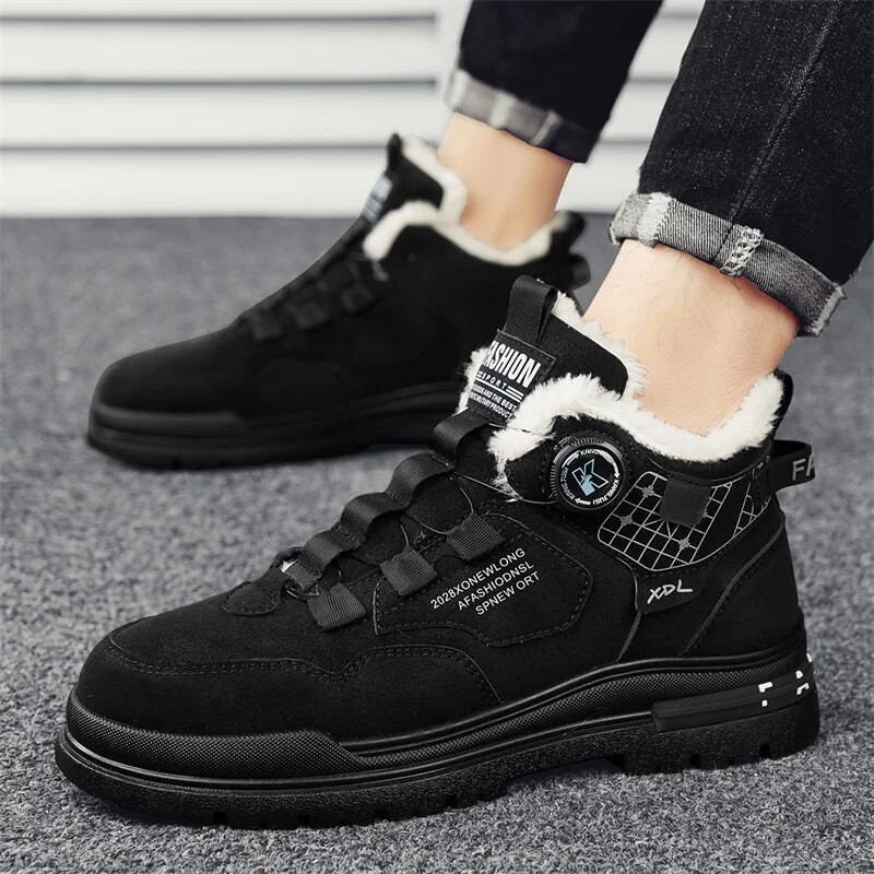 Žieminiai vyriški batai su kailiu Patogūs darbo batai Šilti vyriški odiniai rankų darbo, vandeniui atsparūs batai, neslystantys aukštakulniai batai