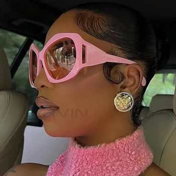 Модни извънгабаритни розови слънчеви очила Y2K с котешко око Дамски винтидж маркови пънк слънчеви очила за жени Големи сенки UV400 Очила
