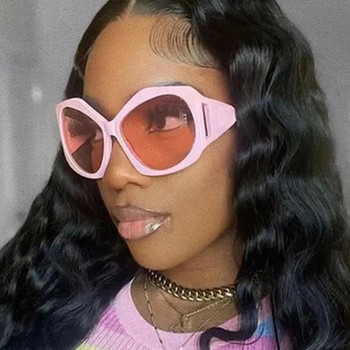 Модни извънгабаритни розови слънчеви очила Y2K с котешко око Дамски винтидж маркови пънк слънчеви очила за жени Големи сенки UV400 Очила