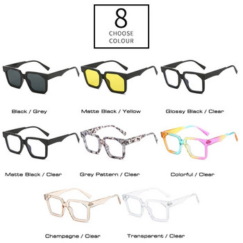 SO&EI Vintage τετράγωνα πολύχρωμα γυαλιά ηλίου Γυναικεία μόδα Clear Ocean Lens Shades UV400 Ανδρικά γυαλιά ηλίου