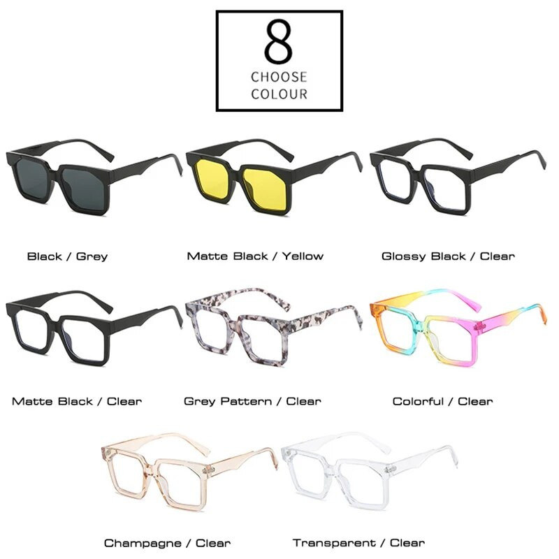 SO&EI Vintage τετράγωνα πολύχρωμα γυαλιά ηλίου Γυναικεία μόδα Clear Ocean Lens Shades UV400 Ανδρικά γυαλιά ηλίου