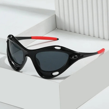 SHAUNA Модни дамски слънчеви очила Cat Eye Hollow Retro Y2K Mirror Coating Eyewear Shades UV400 Men Punk Sport Driving Sun Glasses