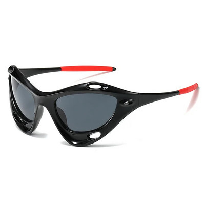 SHAUNA Модни дамски слънчеви очила Cat Eye Hollow Retro Y2K Mirror Coating Eyewear Shades UV400 Men Punk Sport Driving Sun Glasses