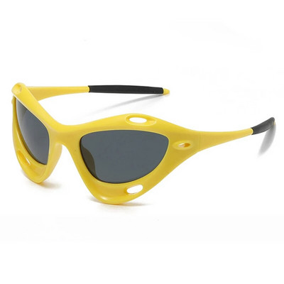 SHAUNA Модни дамски слънчеви очила Cat Eye Hollow Retro Y2K Mirror Coating Eyewear Shades UV400 Men Punk Sport Driving Sun Glasses