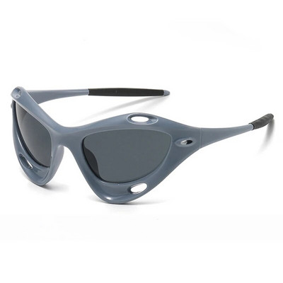 SHAUNA Модни дамски слънчеви очила Cat Eye Hollow Retro Y2K Mirror Coating Eyewear Shades UV400 Men Punk Sport Driving Sun Glasses