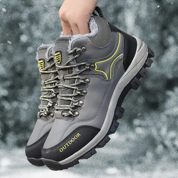 Μποτάκια χιονιού εξωτερικού χώρου ανδρικές χειμερινές αδιάβροχες και αντιολισθητικές νέες βαμβακερές μπότες ζεστά ανδρικά παπούτσια με βελούδινα και παχύρρευστα