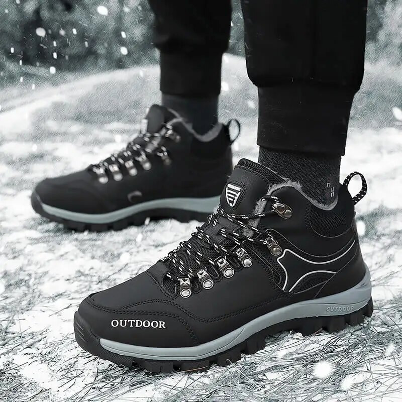 Cizme de zăpadă în aer liber, iarna pentru bărbați, impermeabile și antiderapante, cizme noi din bumbac, încălțăminte pentru bărbați, cu pluș și îngroșat