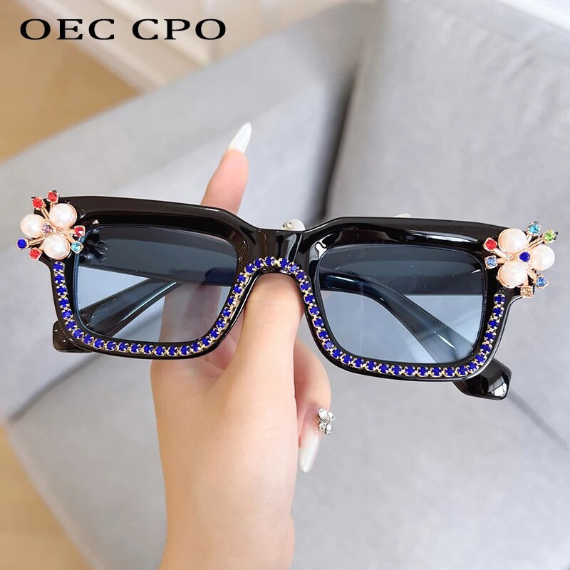 Νέα Diamonds Square γυαλιά ηλίου Γυναικεία επώνυμα σχεδιαστής Luxury γυαλιά ηλίου Rhinestone Γυαλιά ηλίου γυναικεία χρώματα καραμέλα αποχρώσεις UV400 Γυαλιά
