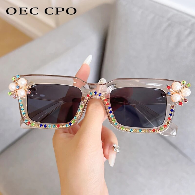 Νέα Diamonds Square γυαλιά ηλίου Γυναικεία επώνυμα σχεδιαστής Luxury γυαλιά ηλίου Rhinestone Γυαλιά ηλίου γυναικεία χρώματα καραμέλα αποχρώσεις UV400 Γυαλιά