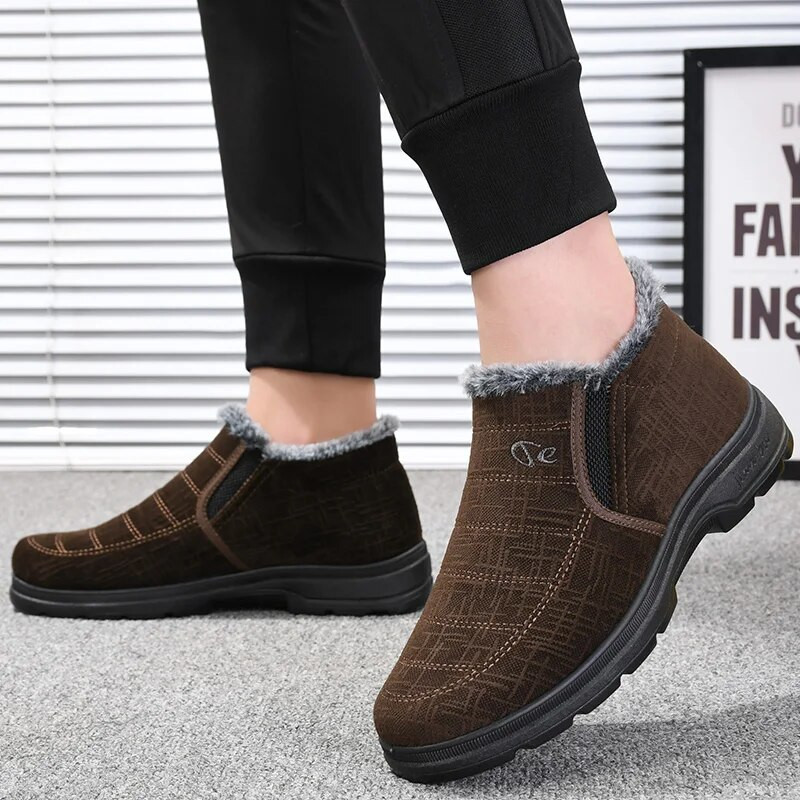Νέα χειμερινά υφασμάτινα παπούτσια, βαμβακερά παπούτσια, ζεστά, βελούδινα, παχύρρευστα και αντιολισθητικά ανδρικά παπούτσια