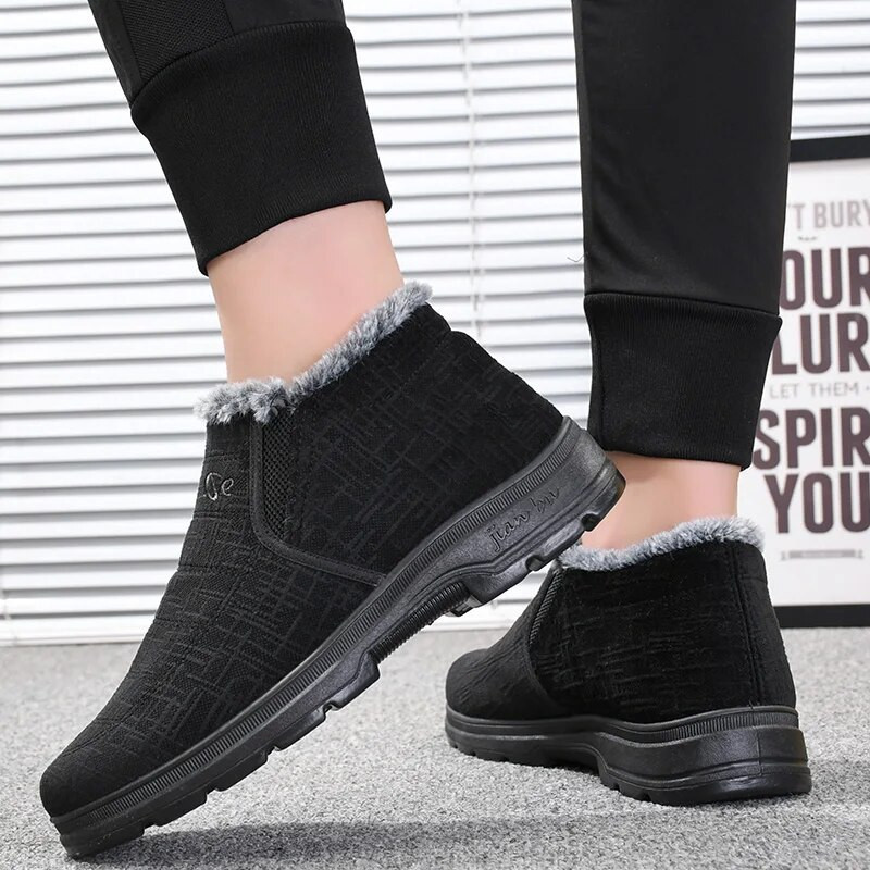 Νέα χειμερινά υφασμάτινα παπούτσια, βαμβακερά παπούτσια, ζεστά, βελούδινα, παχύρρευστα και αντιολισθητικά ανδρικά παπούτσια