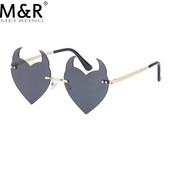 Γυναικεία γυαλιά ηλίου Fashion Rimless Γυαλιά ηλίου Devil Ear σε σχήμα καρδιάς Γυαλιά ηλίου Retro UV400 Gradients Shades Πολυτελή γυναικεία γυαλιά