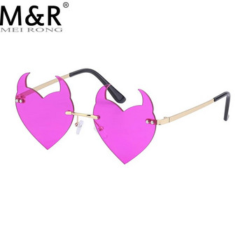 Γυναικεία γυαλιά ηλίου Fashion Rimless Γυαλιά ηλίου Devil Ear σε σχήμα καρδιάς Γυαλιά ηλίου Retro UV400 Gradients Shades Πολυτελή γυναικεία γυαλιά