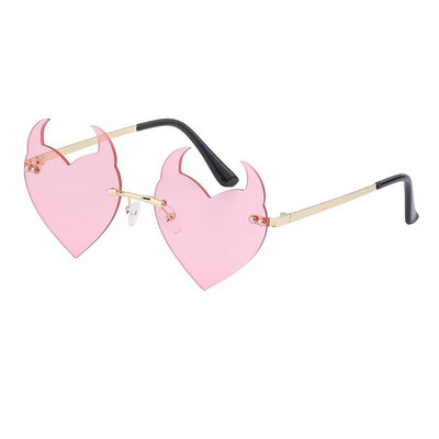Γυναικεία γυαλιά ηλίου Fashion Rimless Γυαλιά ηλίου Devil Ear σε σχήμα καρδιάς Γυαλιά ηλίου Retro UV400 Gradients Shades Πολυτελή γυναικεία γυαλιά