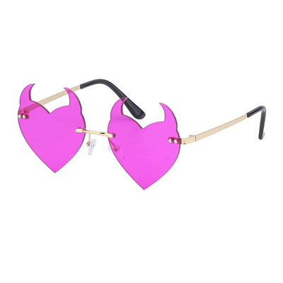 Γυναικεία γυαλιά ηλίου Fashion Rimless Γυαλιά ηλίου Devil Ear σε σχήμα καρδιάς Γυαλιά ηλίου Retro UV400 Gradients Shades Πολυτελή γυναικεία γυαλιά