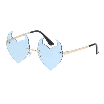 Γυναικεία γυαλιά ηλίου Fashion Rimless Γυαλιά ηλίου Devil Ear σε σχήμα καρδιάς Γυαλιά ηλίου Retro UV400 Gradients Shades Πολυτελή γυναικεία γυαλιά