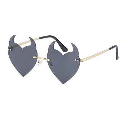 Γυναικεία γυαλιά ηλίου Fashion Rimless Γυαλιά ηλίου Devil Ear σε σχήμα καρδιάς Γυαλιά ηλίου Retro UV400 Gradients Shades Πολυτελή γυναικεία γυαλιά