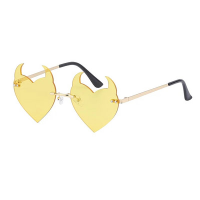 Γυναικεία γυαλιά ηλίου Fashion Rimless Γυαλιά ηλίου Devil Ear σε σχήμα καρδιάς Γυαλιά ηλίου Retro UV400 Gradients Shades Πολυτελή γυναικεία γυαλιά