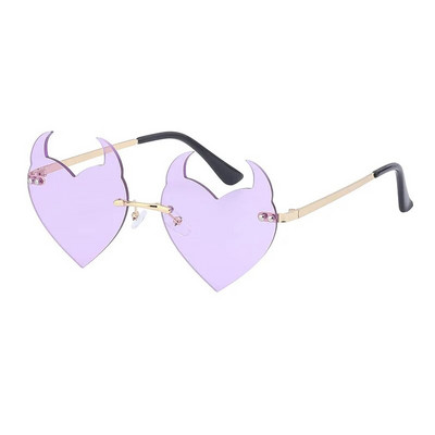 Γυναικεία γυαλιά ηλίου Fashion Rimless Γυαλιά ηλίου Devil Ear σε σχήμα καρδιάς Γυαλιά ηλίου Retro UV400 Gradients Shades Πολυτελή γυναικεία γυαλιά