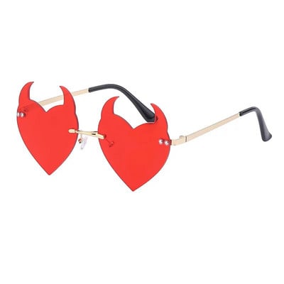 Γυναικεία γυαλιά ηλίου Fashion Rimless Γυαλιά ηλίου Devil Ear σε σχήμα καρδιάς Γυαλιά ηλίου Retro UV400 Gradients Shades Πολυτελή γυναικεία γυαλιά