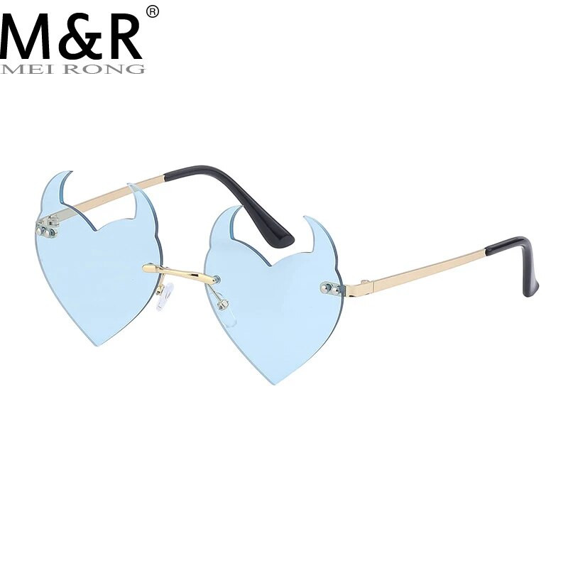 Γυναικεία γυαλιά ηλίου Fashion Rimless Γυαλιά ηλίου Devil Ear σε σχήμα καρδιάς Γυαλιά ηλίου Retro UV400 Gradients Shades Πολυτελή γυναικεία γυαλιά